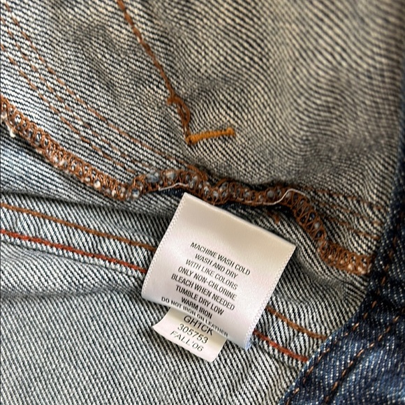 Y2K Special Edition Old Navy Women's Blue Denim Jacket cropped leather cuff med - Picture 11 of 14